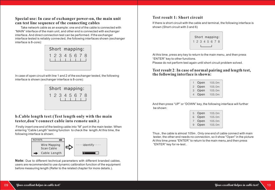 Short mapping, Test result 1: short circuit | NOYAFA NF-300 User Manual | Page 7 / 12