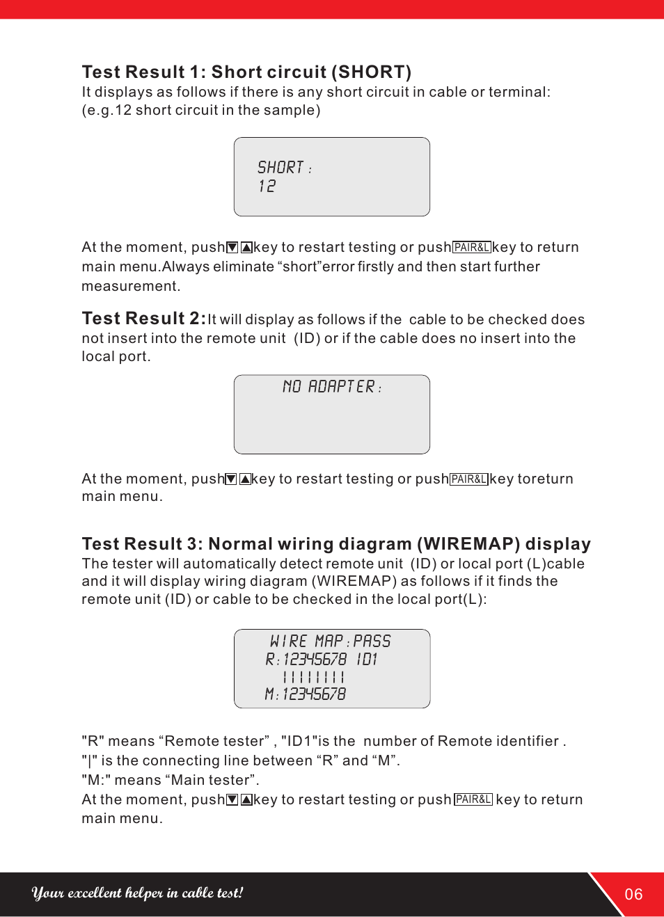 Test result 1: short circuit (short), Test result 2 | NOYAFA NF-388 User Manual | Page 9 / 16
