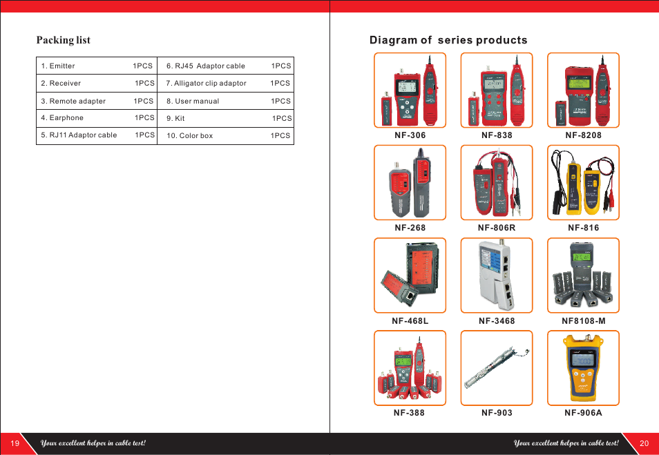 页 12, Packing list | NOYAFA NF-8200 User Manual | Page 12 / 12
