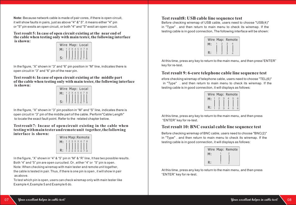 Test result8: usb cable line sequence test | NOYAFA NF-868A User Manual | Page 6 / 12