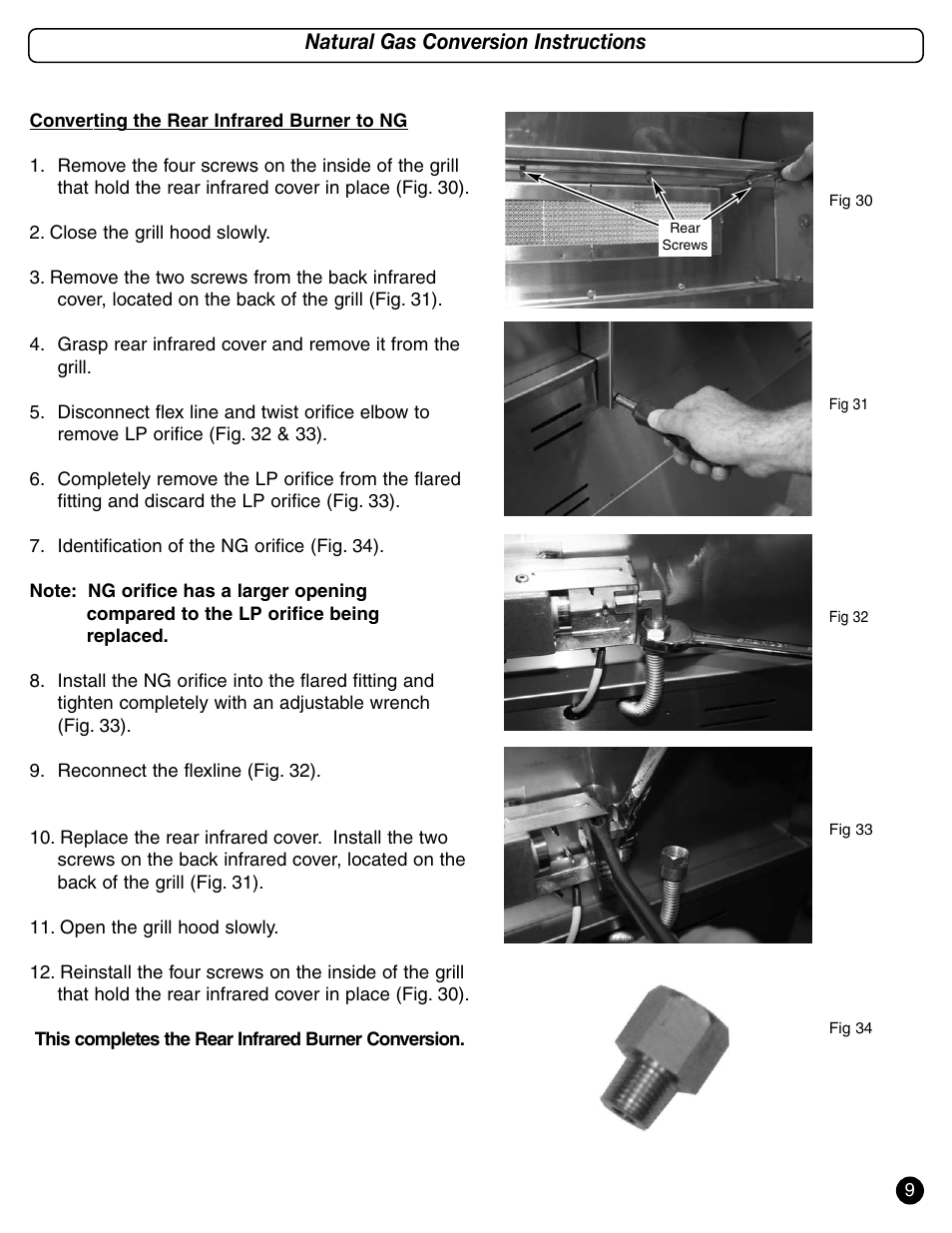 Natural gas conversion instructions | Coleman 8200 Series User Manual | Page 9 / 16