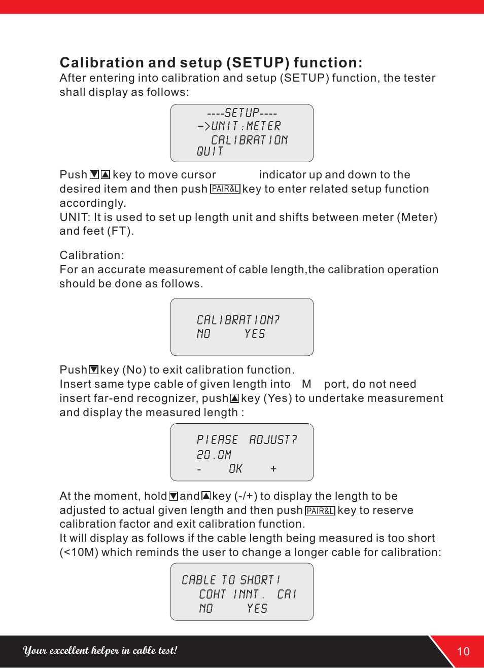 页 13, Calibration and setup (setup) function | NOYAFA NF-8108 User Manual | Page 13 / 16