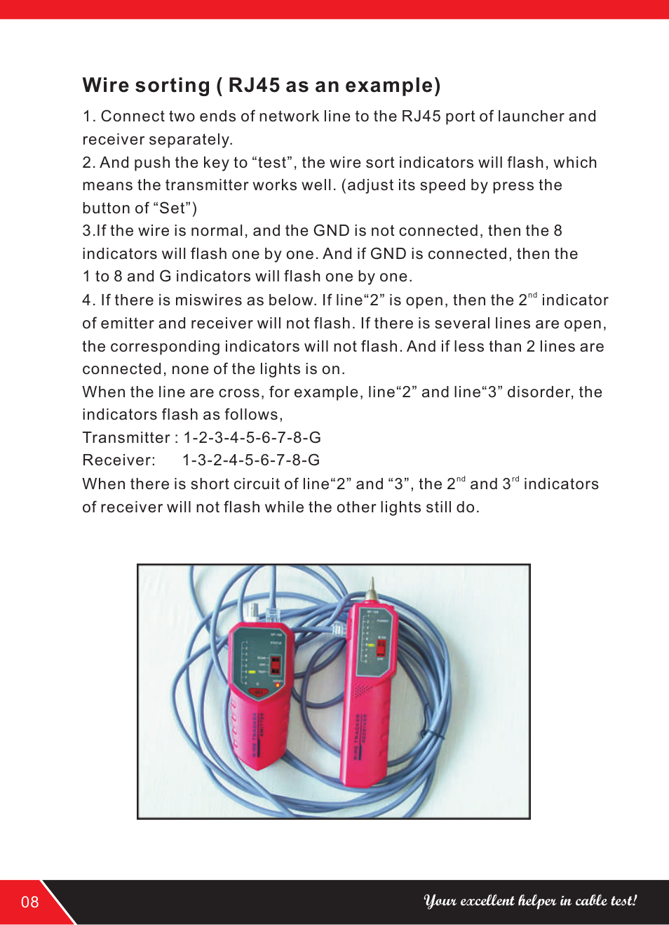 页 12, Wire sorting ( rj45 as an example) | NOYAFA NF-168 User Manual | Page 12 / 16