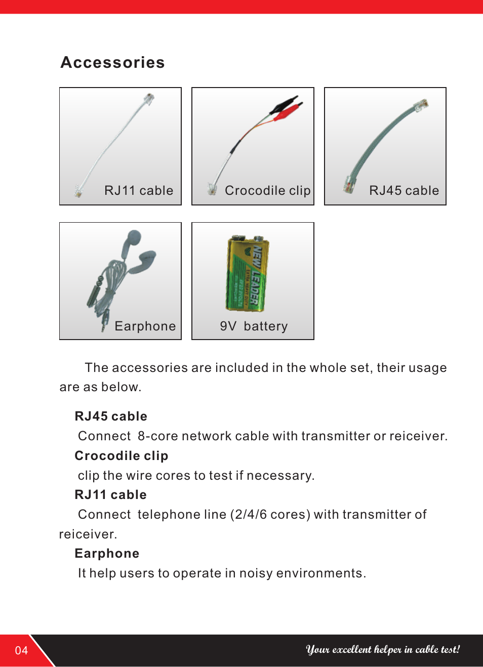 Accessories | NOYAFA NF-168 User Manual | Page 8 / 16