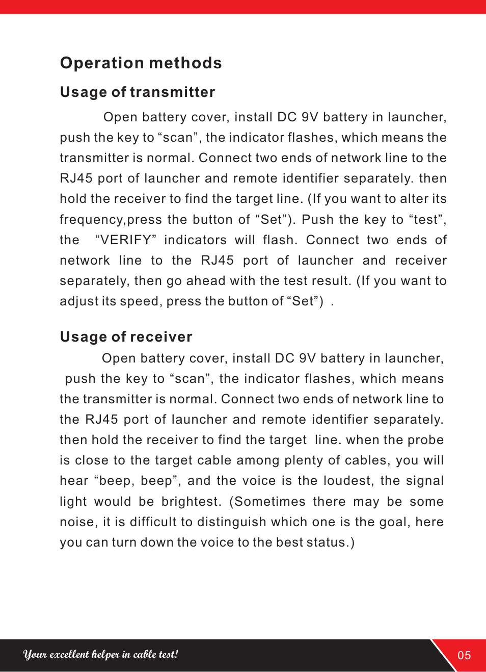 Operation methods | NOYAFA NF-168 User Manual | Page 9 / 16