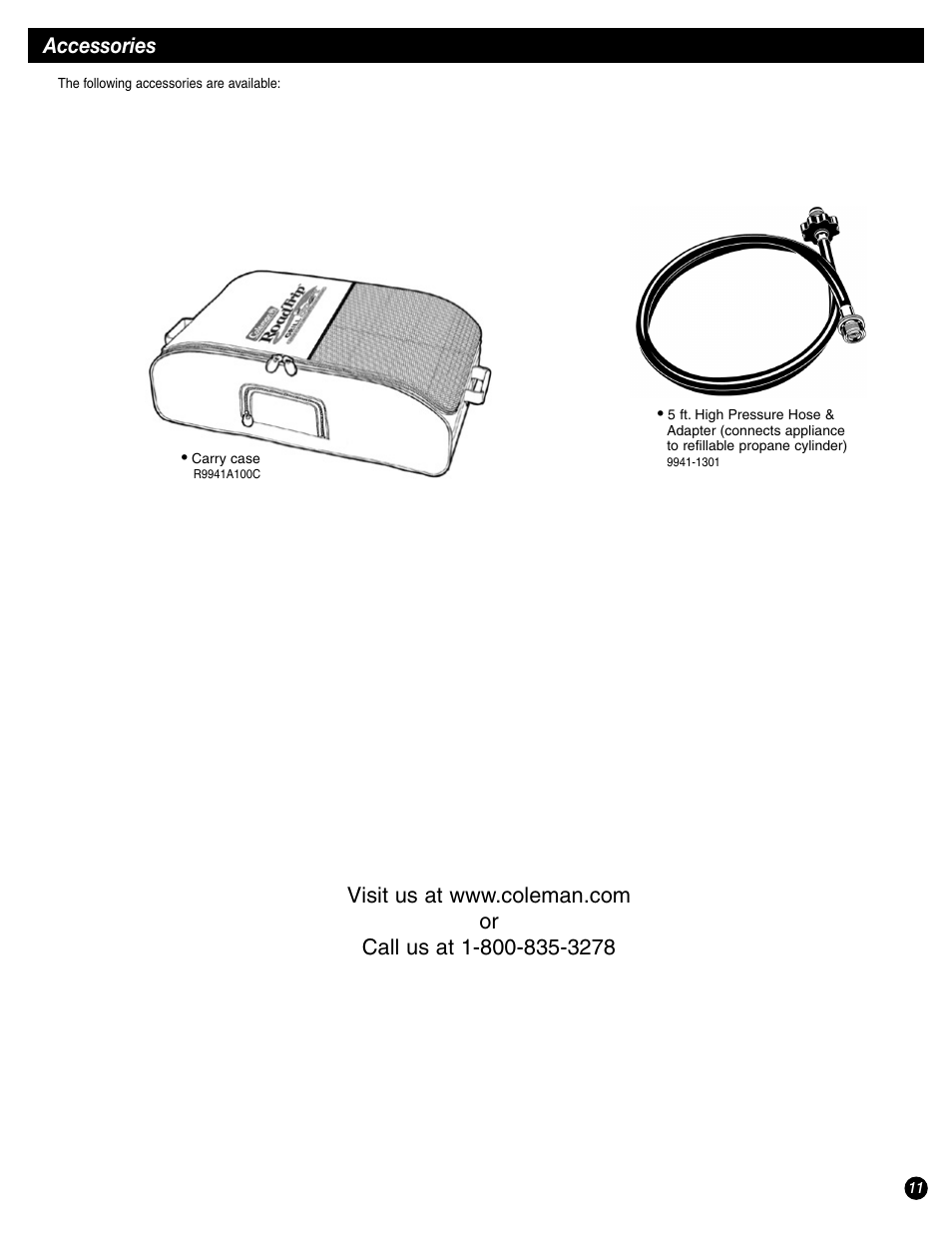 Accessories | Coleman 9944-857 User Manual | Page 11 / 36