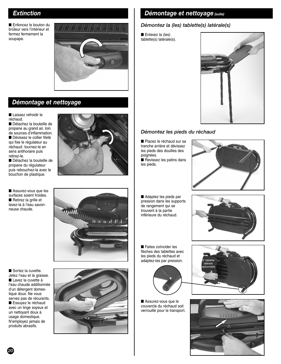 Extinction démontage et nettoyage, Démontage et nettoyage | Coleman 9944-857 User Manual | Page 20 / 36