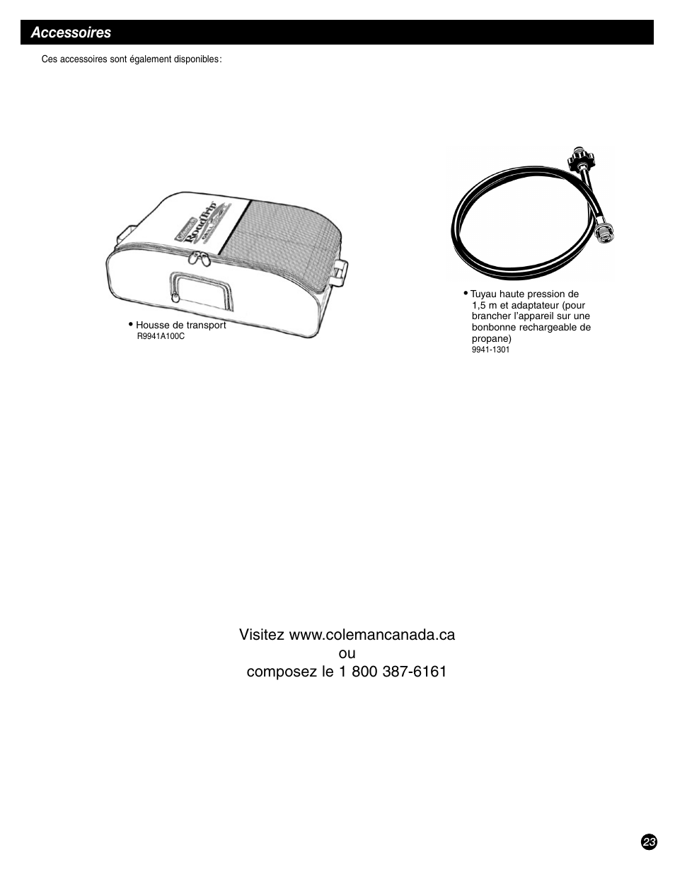 Accessoires | Coleman 9944-857 User Manual | Page 23 / 36