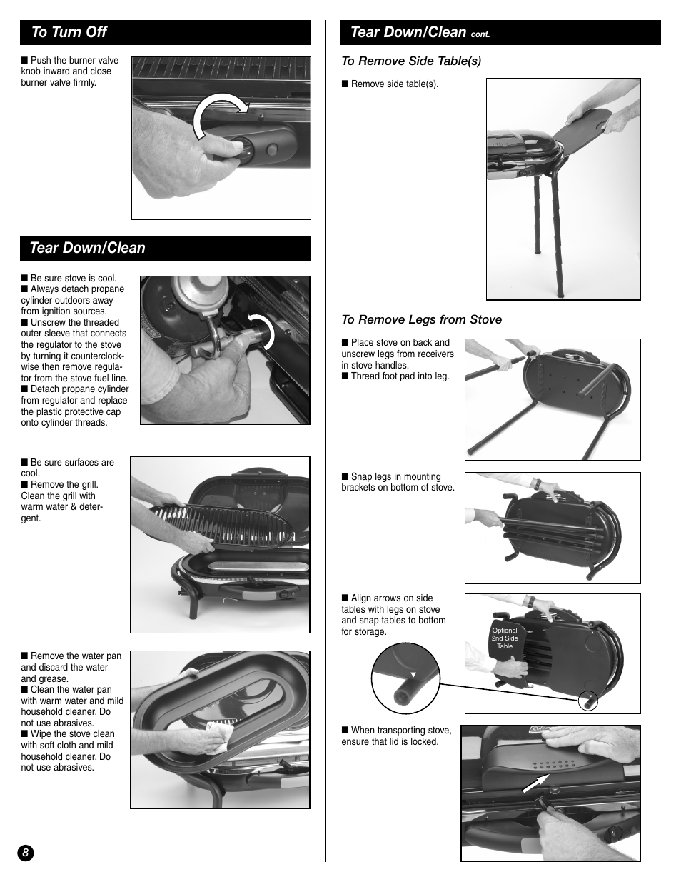 Tear down/clean | Coleman 9944-857 User Manual | Page 8 / 36