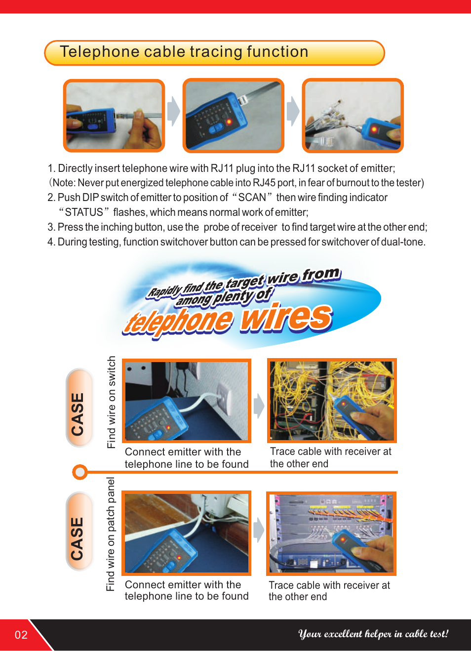 Telephone cable tracing function, Case | NOYAFA NF-801R User Manual | Page 4 / 12