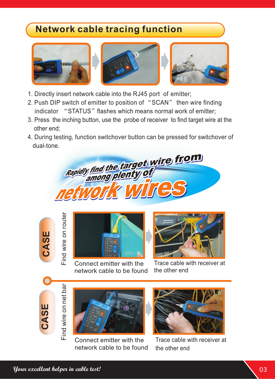 Network cable tracing function | NOYAFA NF-801R User Manual | Page 5 / 12