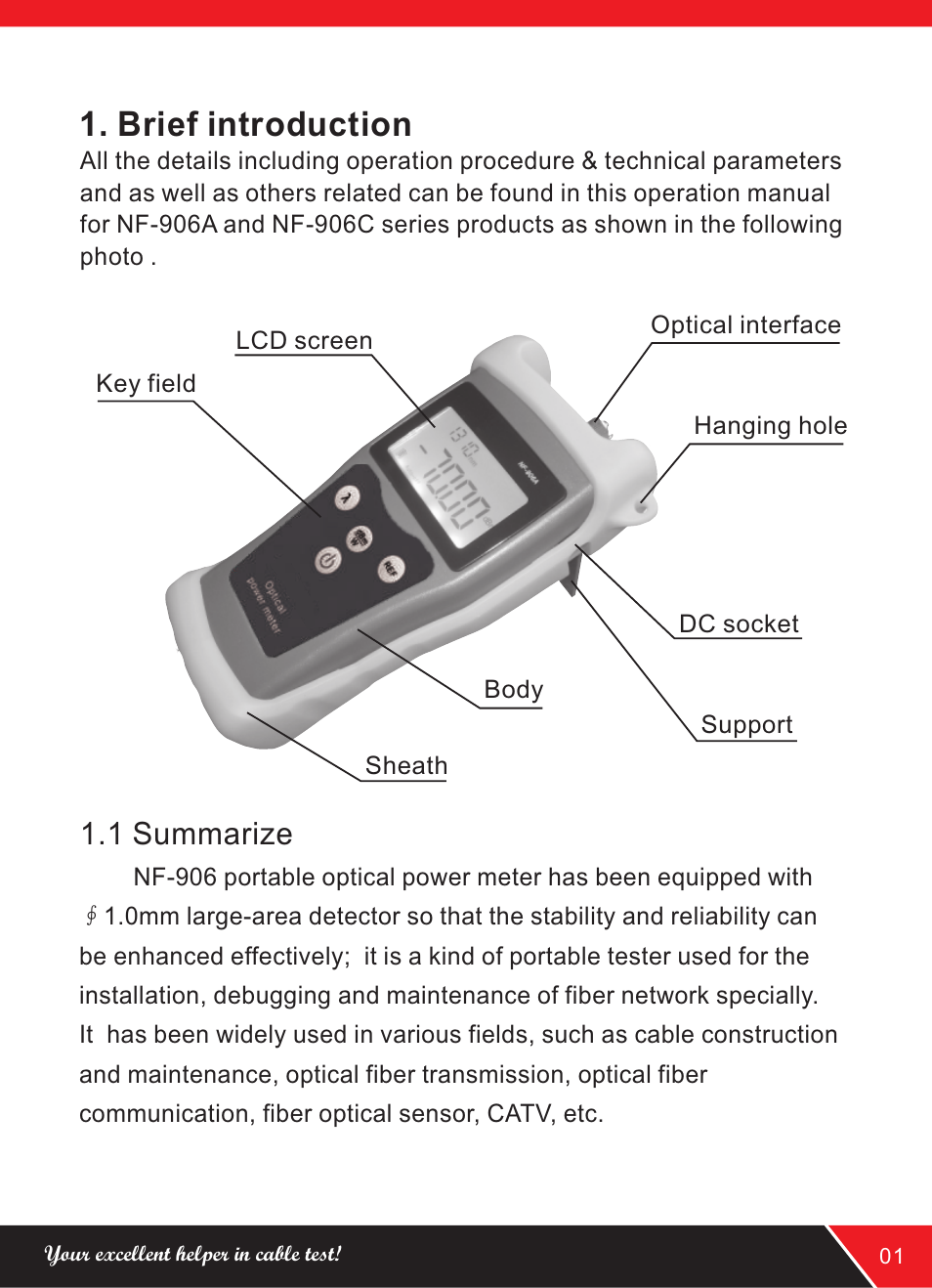 Brief introduction, 1 summarize | NOYAFA NF-906A User Manual | Page 3 / 16