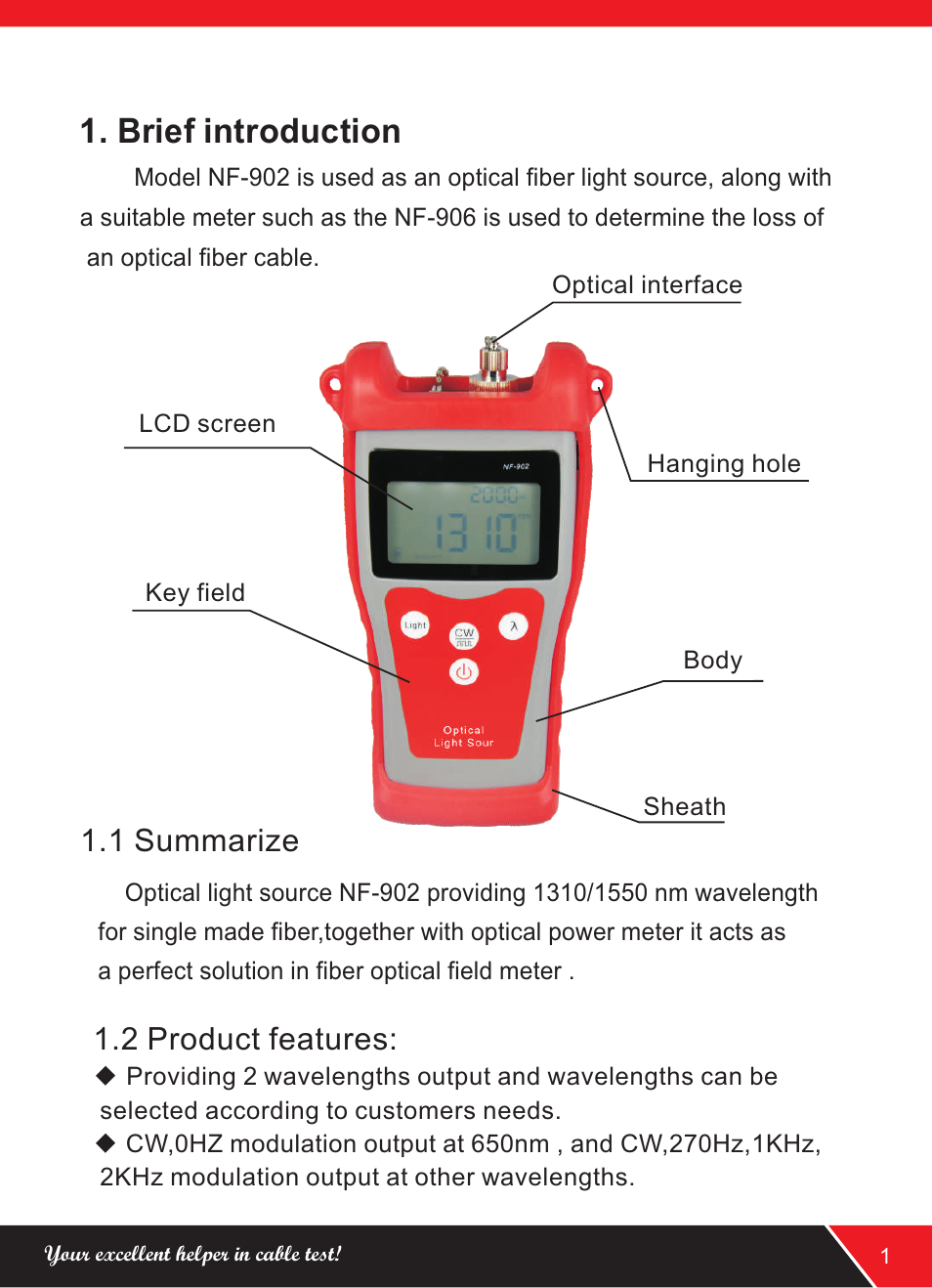 Brief introduction | NOYAFA NF-902 User Manual | Page 3 / 12
