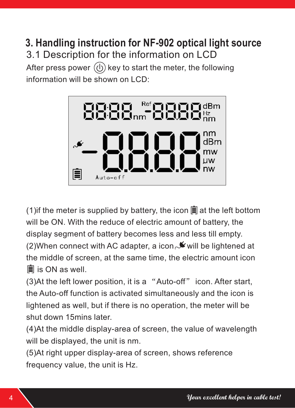 1 description for the information on lcd | NOYAFA NF-902 User Manual | Page 6 / 12