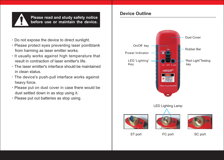 Device outline | NOYAFA NF-905 User Manual | Page 2 / 4