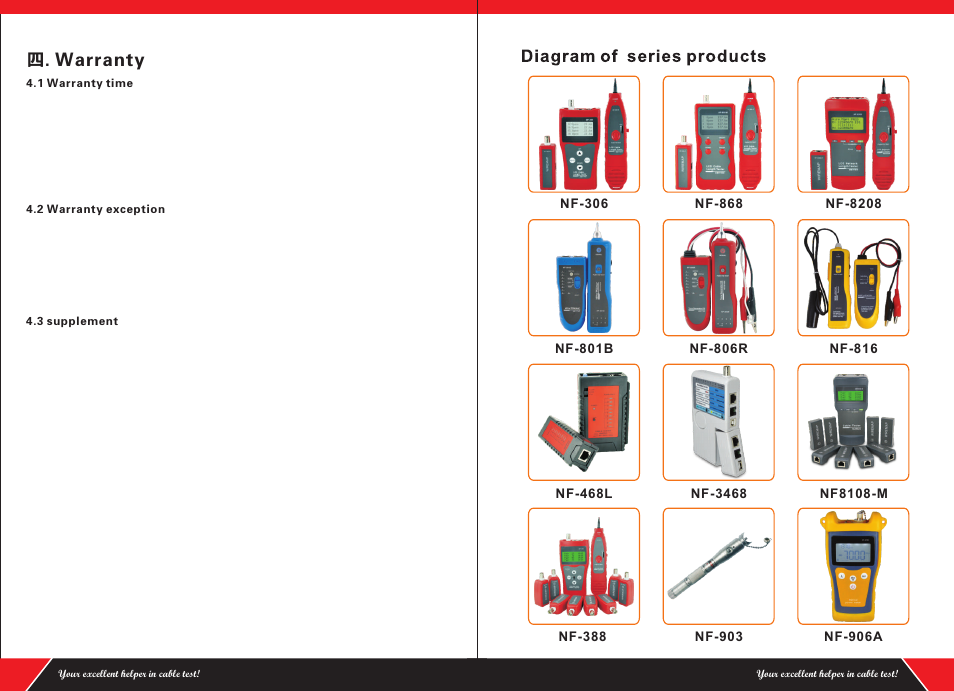 页 12, 四. warranty | NOYAFA NF-701 User Manual | Page 12 / 12