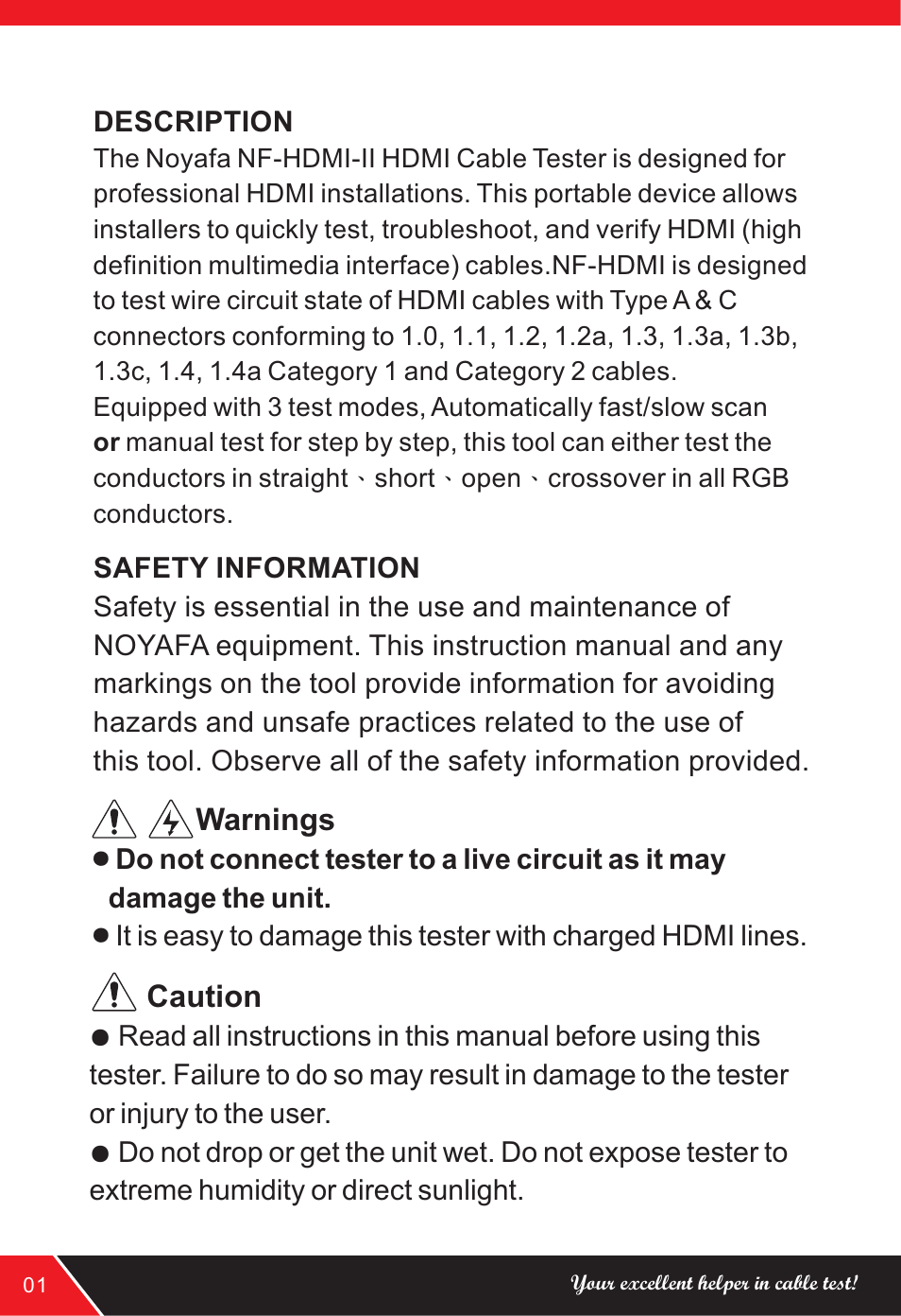 NOYAFA NF-HDMI-II User Manual | Page 2 / 20