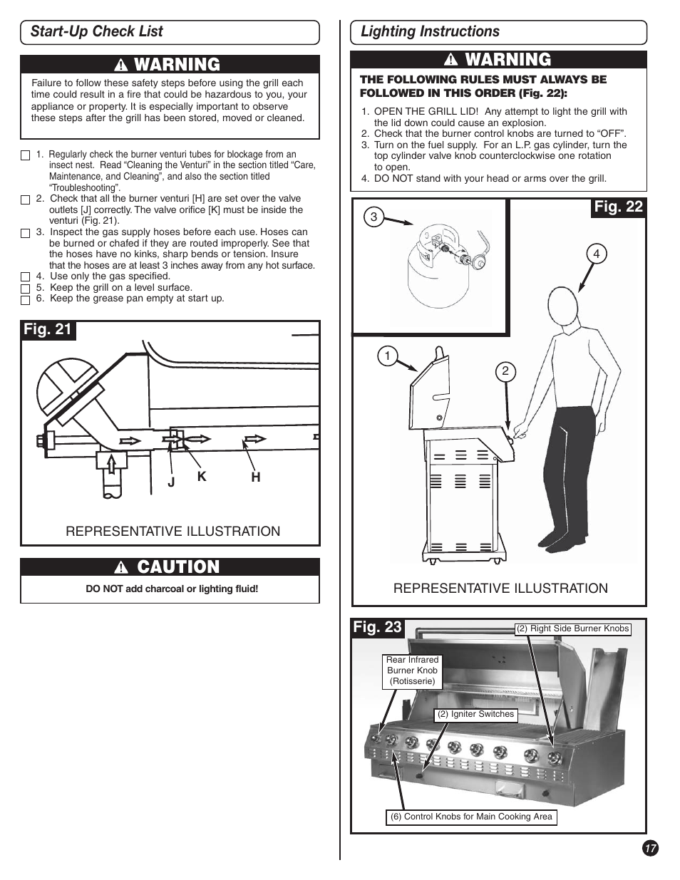 Warning, Caution, Start-up check list | Lighting instructions | Coleman 9992-649 User Manual | Page 17 / 28
