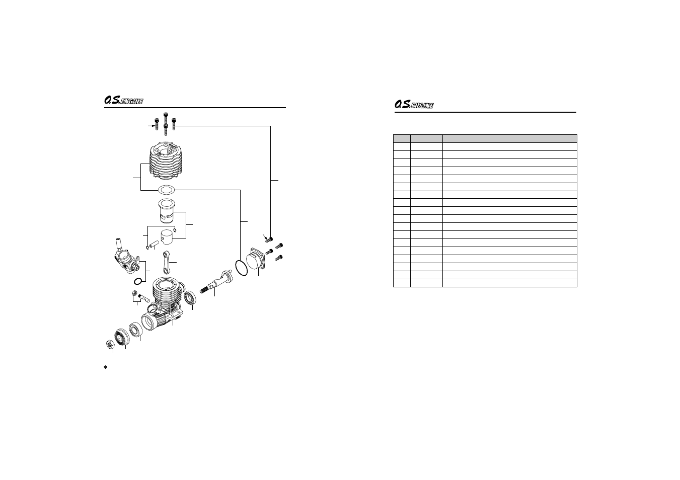 12tg engine exploded view, 12tg engine parts list | O.S. Engines 12TG-PX User Manual | Page 20 / 29