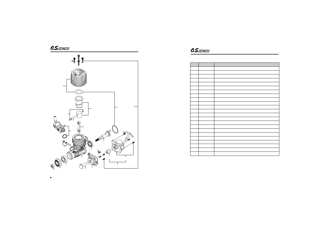 12tg-x engine exploded view, 12tg-x engine parts list | O.S. Engines 12TG-PX User Manual | Page 21 / 29