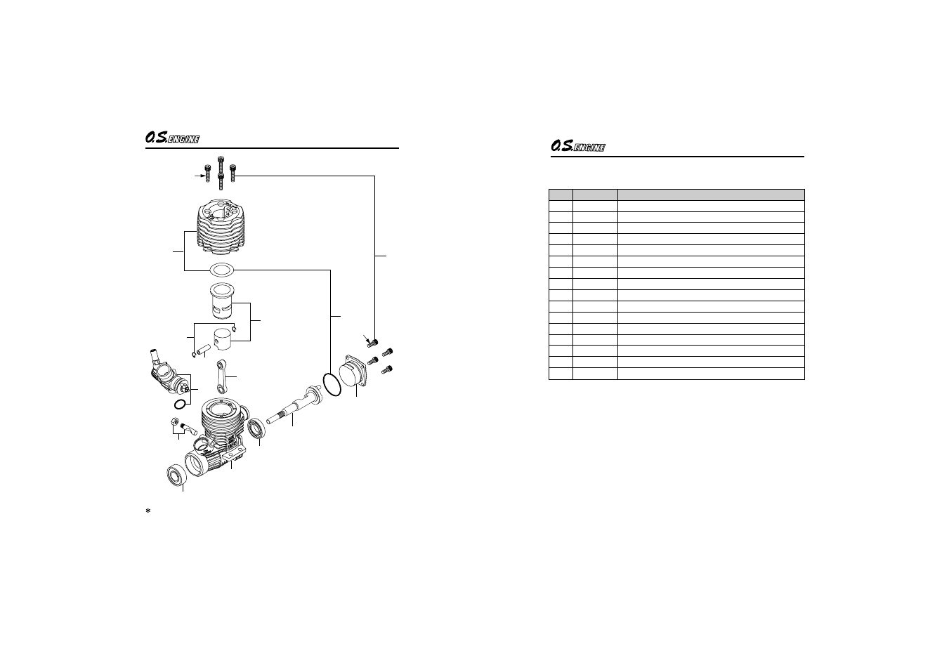 12tg-p engine exploded view, 12tg-p engine parts list | O.S. Engines 12TG-PX User Manual | Page 22 / 29