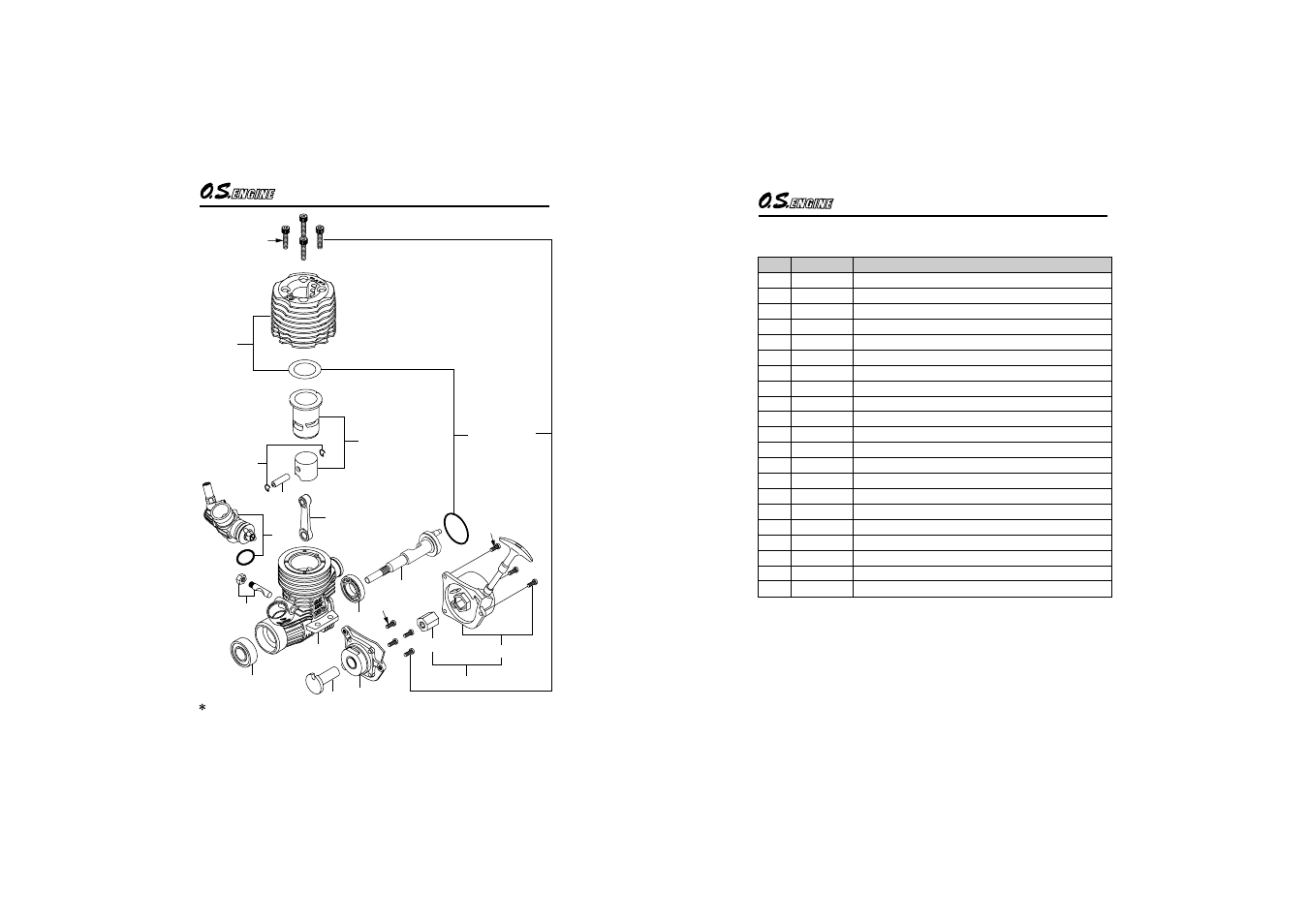12tg-px engine exploded view, 12tg-px engine parts list | O.S. Engines 12TG-PX User Manual | Page 23 / 29