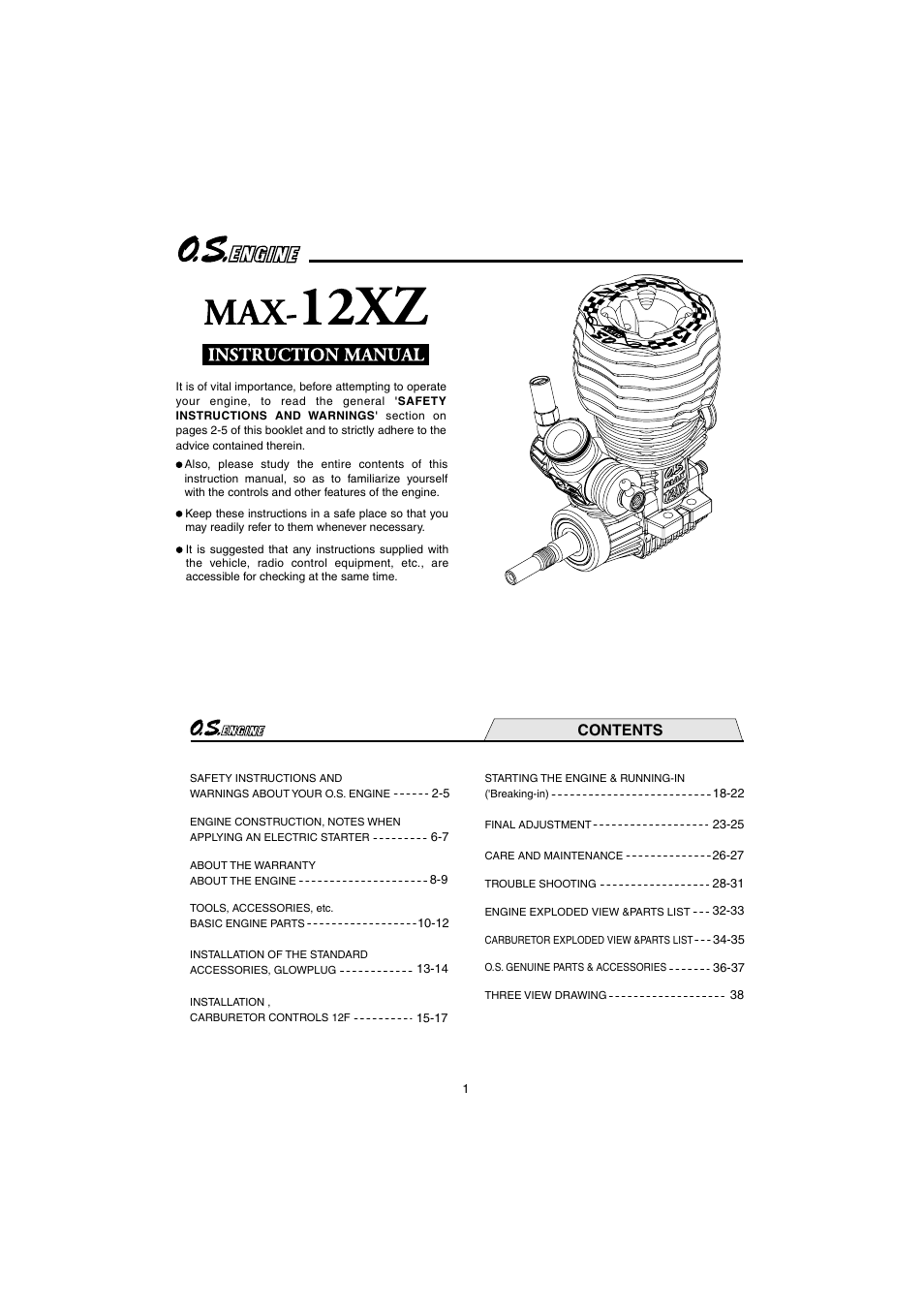 O.S. Engines 12XZ User Manual | 20 pages