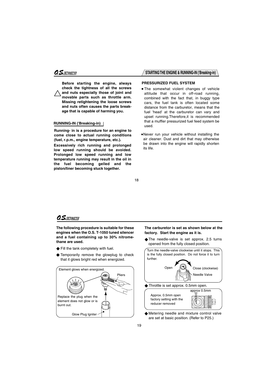Starting the engine & running-in ('breaking-in) | O.S. Engines 12XZ User Manual | Page 10 / 20