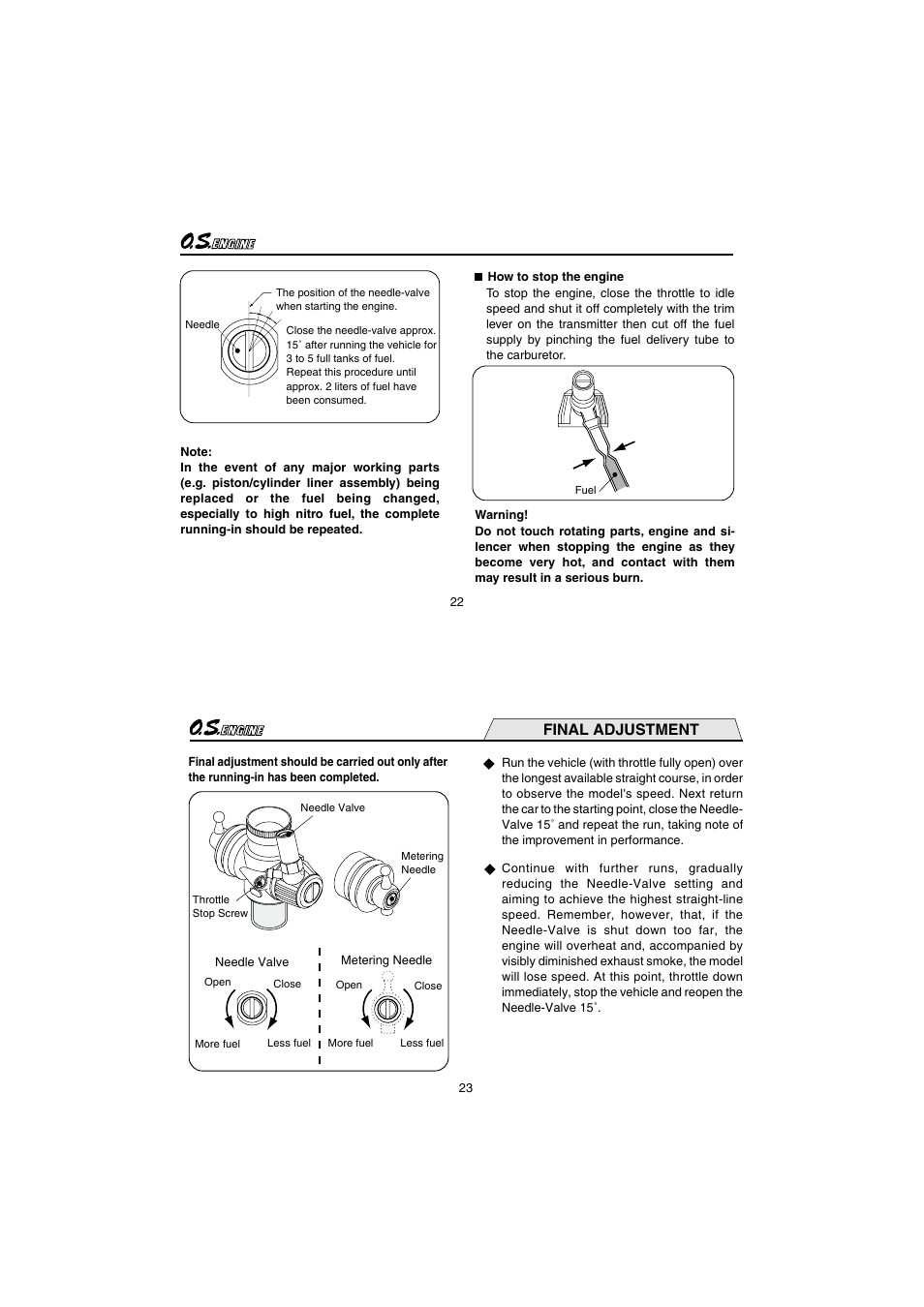 Final adjustment | O.S. Engines 12XZ User Manual | Page 12 / 20