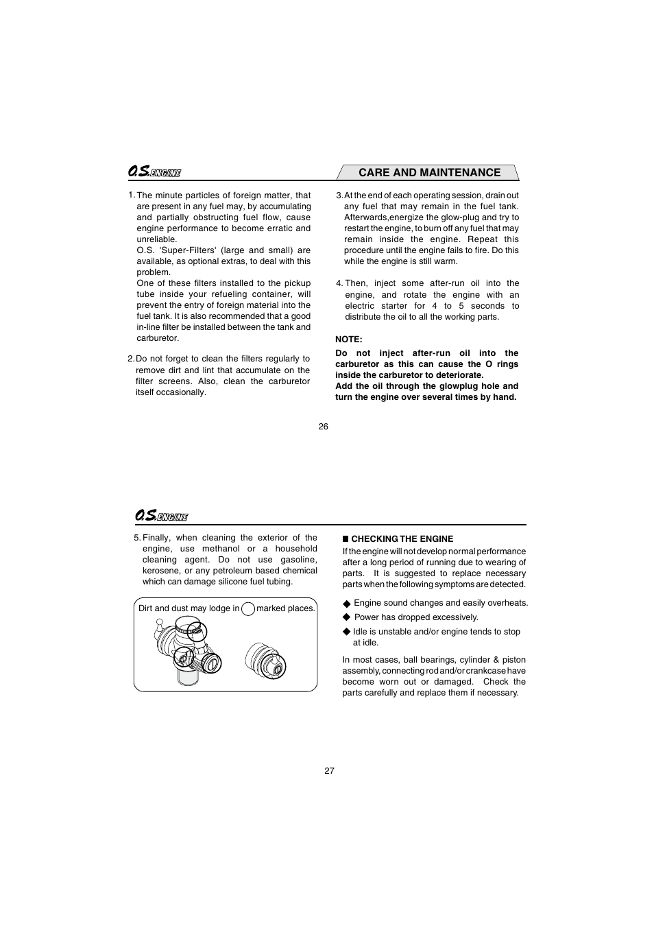 Care and maintenance | O.S. Engines 12XZ User Manual | Page 14 / 20