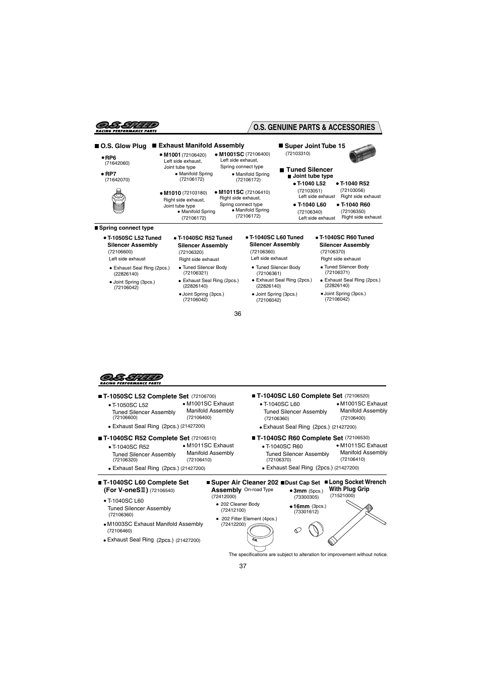 O.s. genuine parts & accessories | O.S. Engines 12XZ User Manual | Page 19 / 20