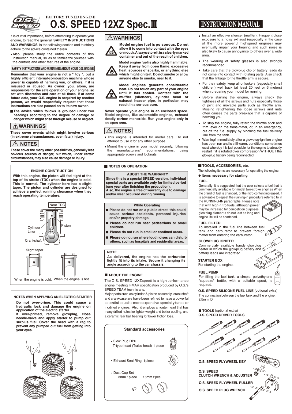 O.S. Engines 12XZ Speed Spec III User Manual | 4 pages