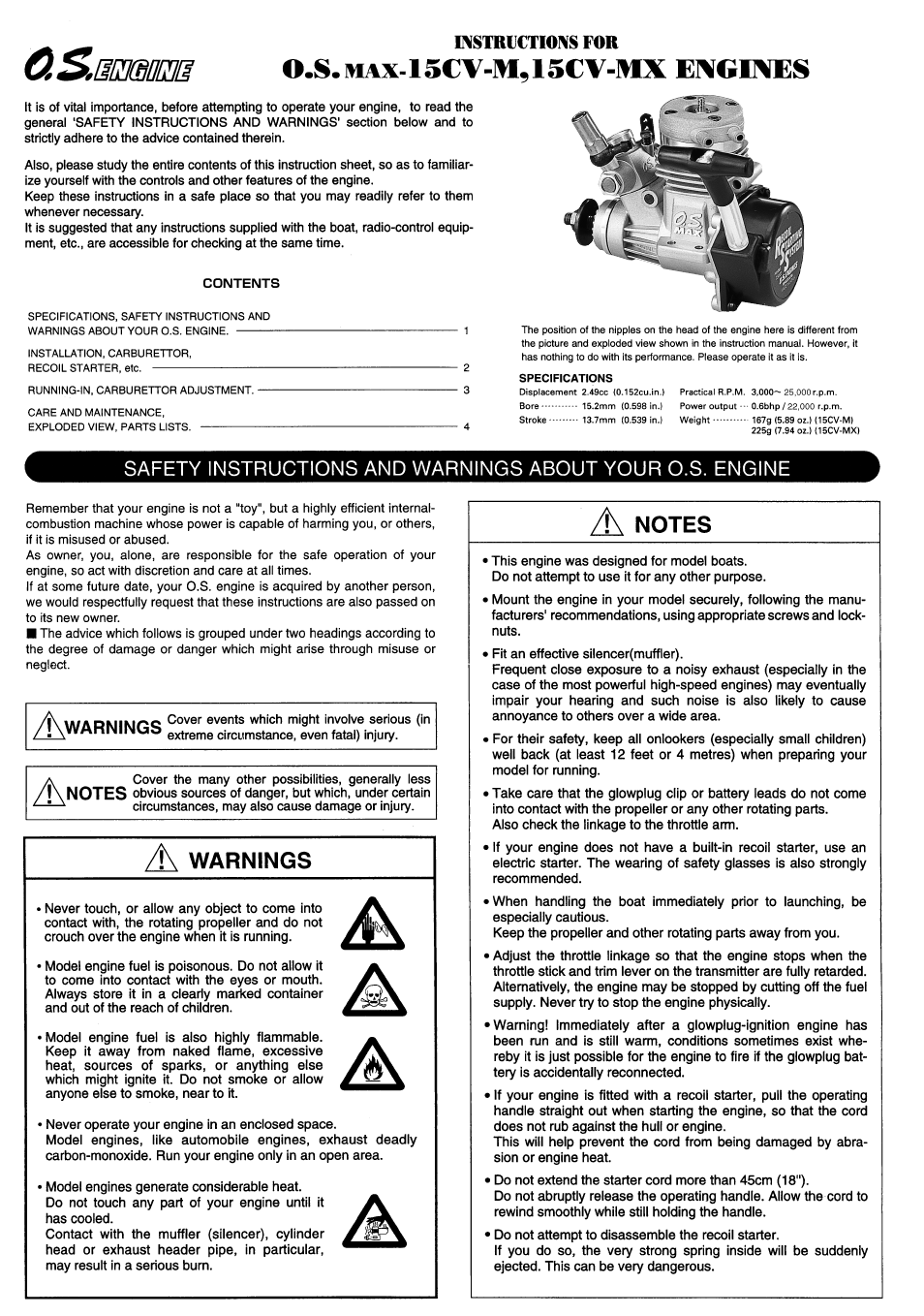 O.S. Engines 15CV-MX User Manual | 4 pages