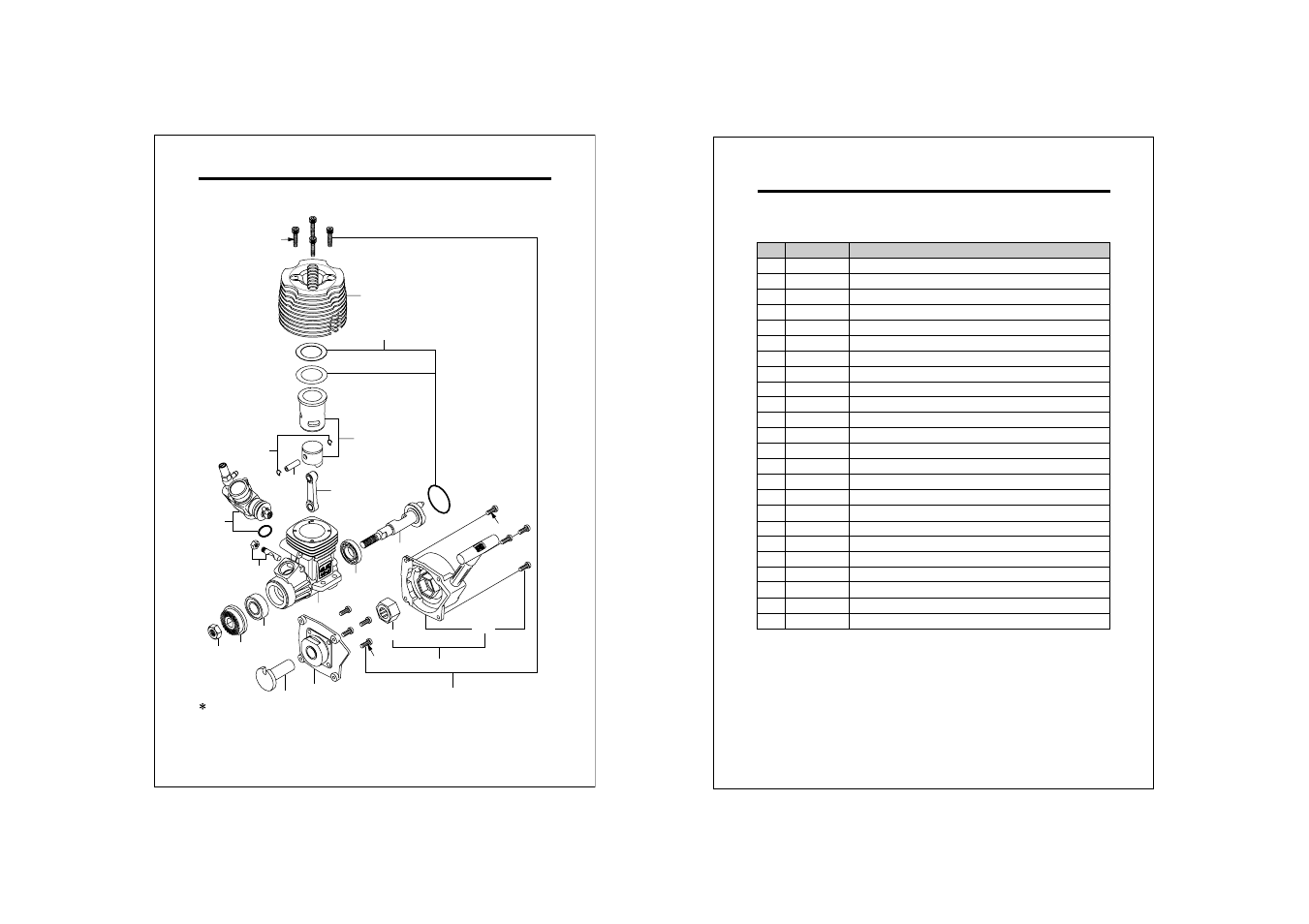 18cv-rx exploded view, 18cv-rx engine parts list | O.S. Engines 18CV-RX User Manual | Page 13 / 17