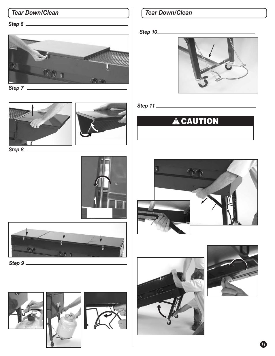 Caution, Tear down/clean | Coleman 9995A User Manual | Page 11 / 16
