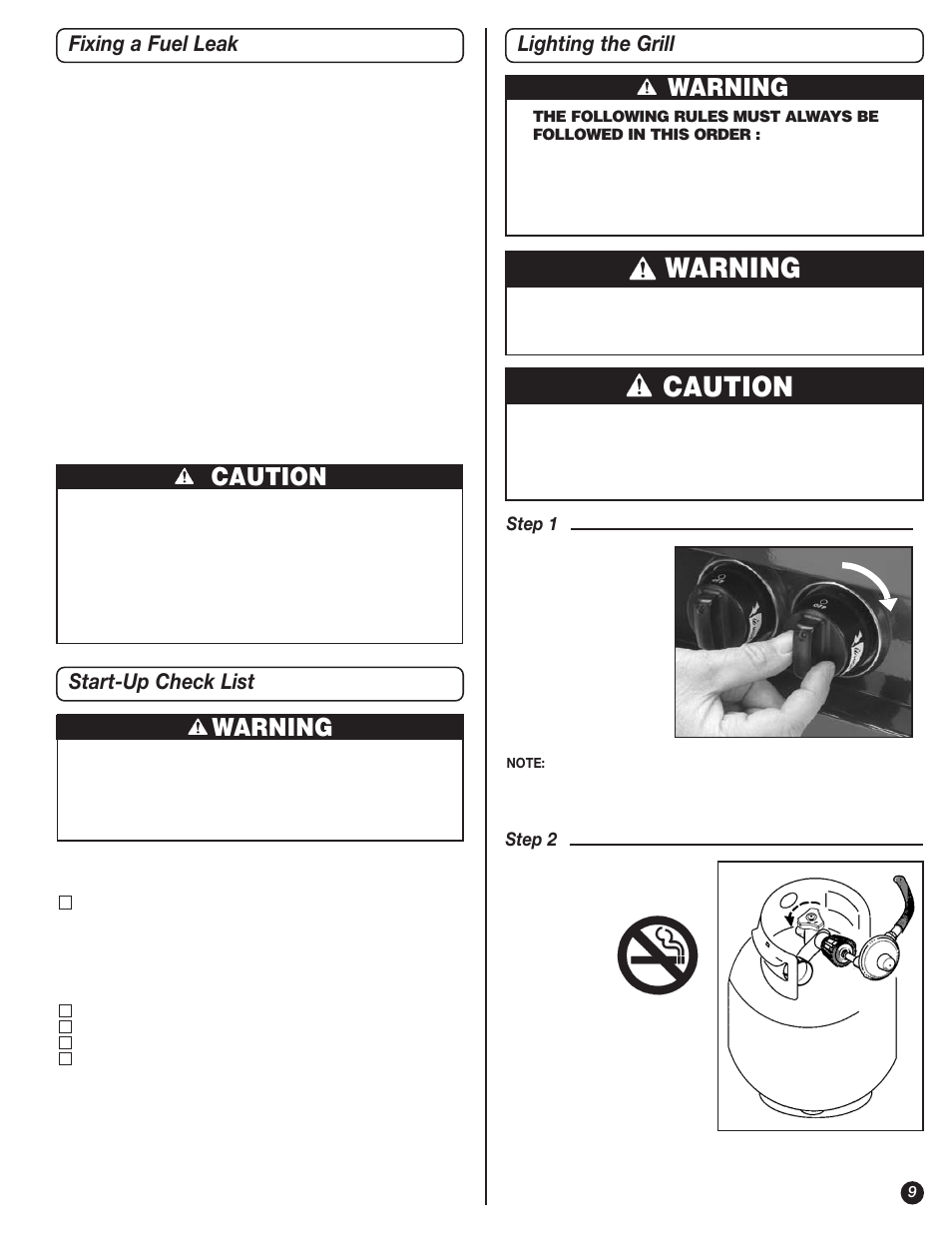 Caution, Warning | Coleman 9995A User Manual | Page 9 / 16