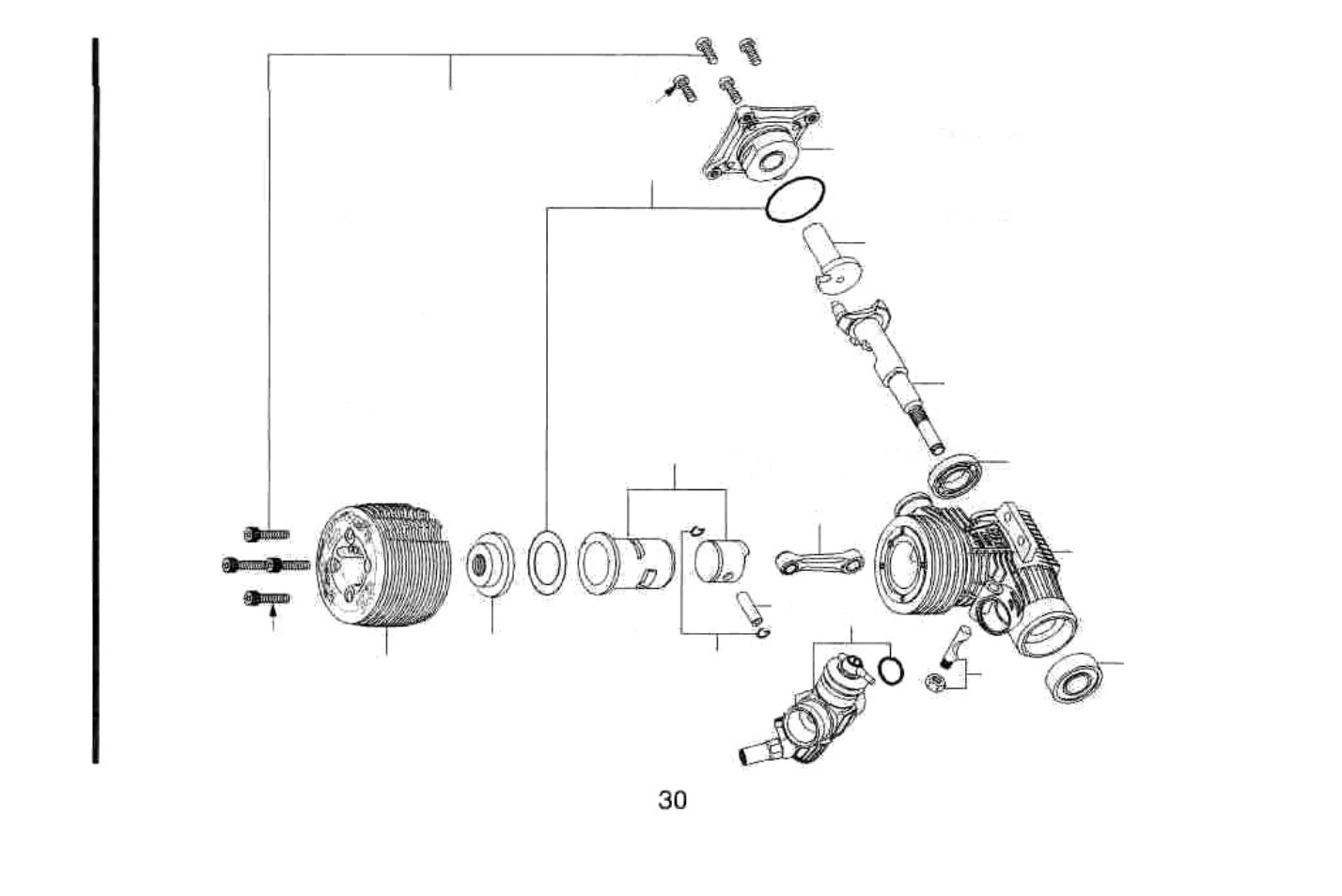Engine exploded view | O.S. Engines 18TM Revo User Manual | Page 31 / 44