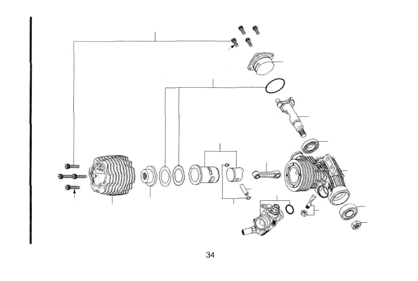 Max-18tz(s)-t engine exploded view | O.S. Engines 18TZ(S)-T User Manual | Page 35 / 56