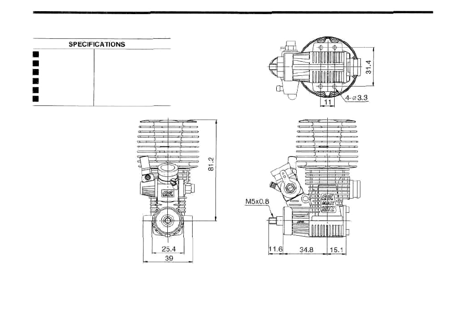 18tz(s)-t three view drawing | O.S. Engines 18TZ(S)-T User Manual | Page 47 / 56