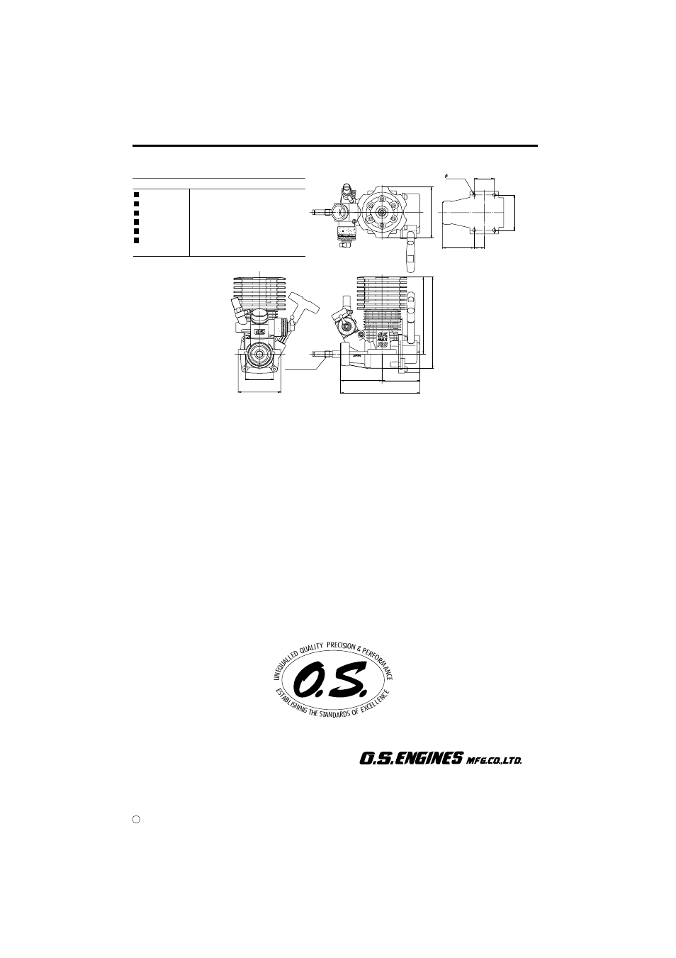 Three view drawing | O.S. Engines 21RG-X User Manual | Page 16 / 16