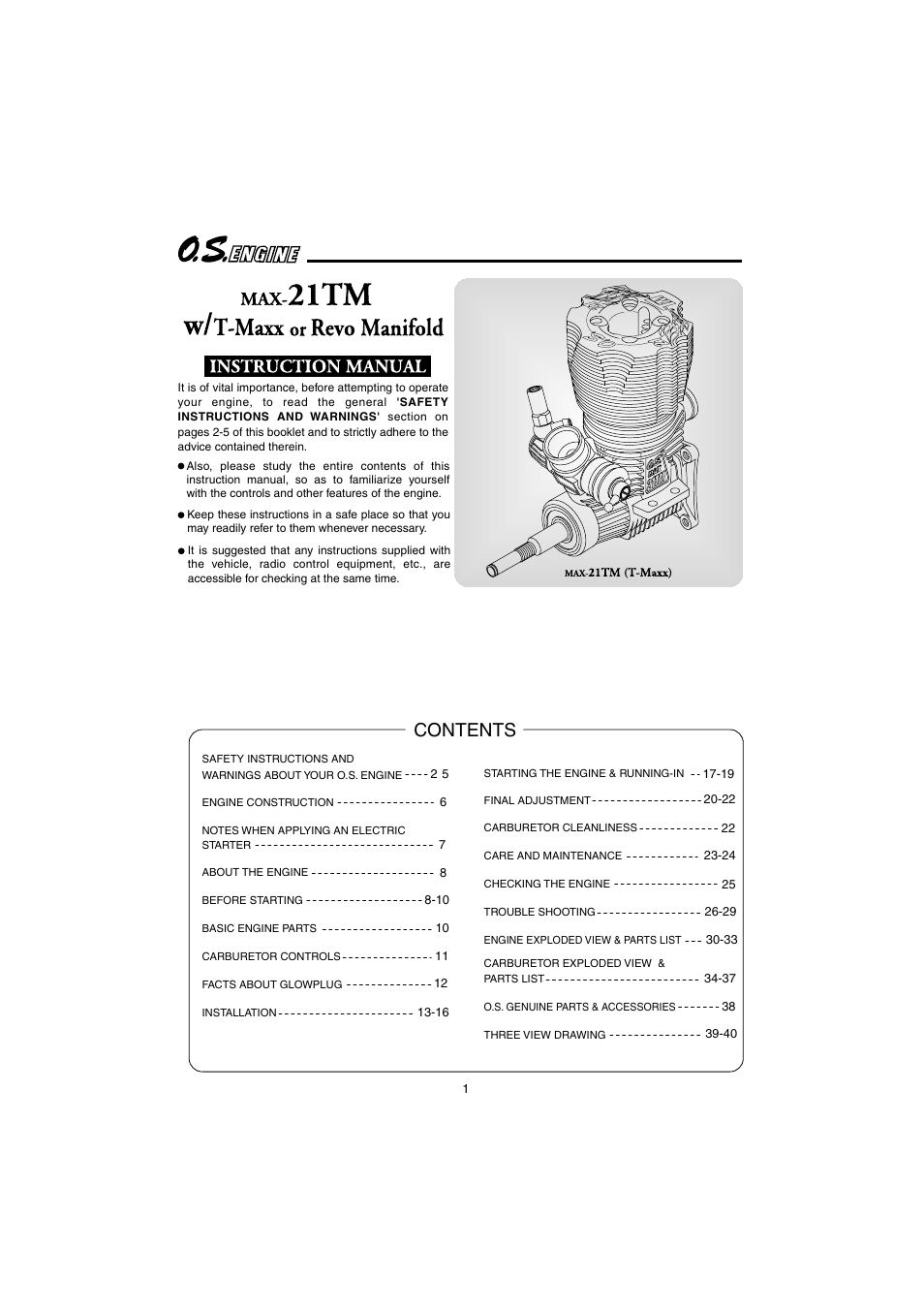 O.S. Engines 21TM User Manual | 21 pages