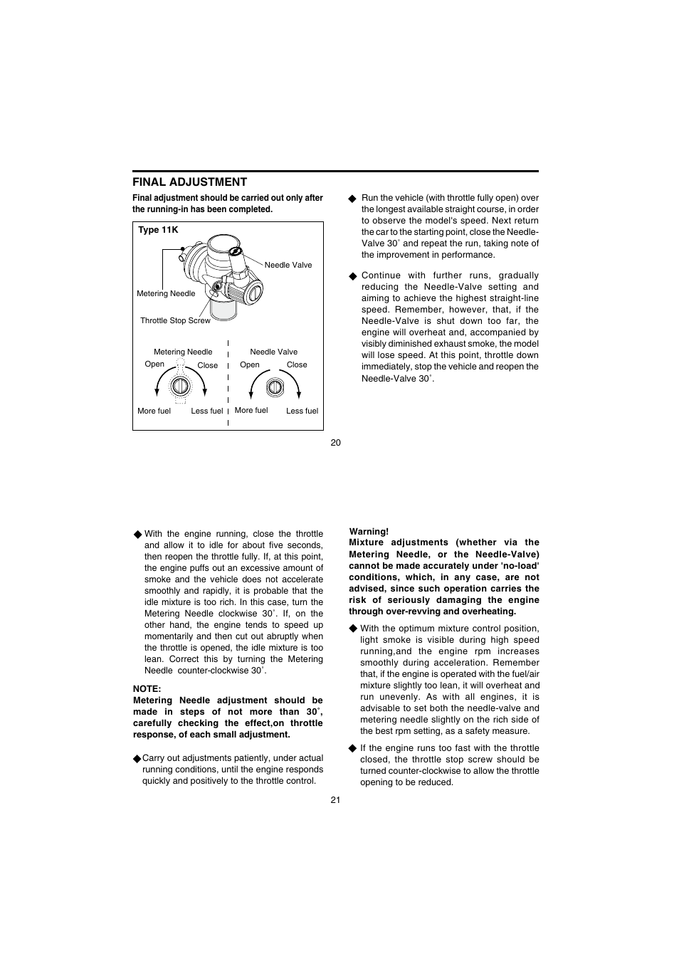Final adjustment | O.S. Engines 21TM User Manual | Page 11 / 21