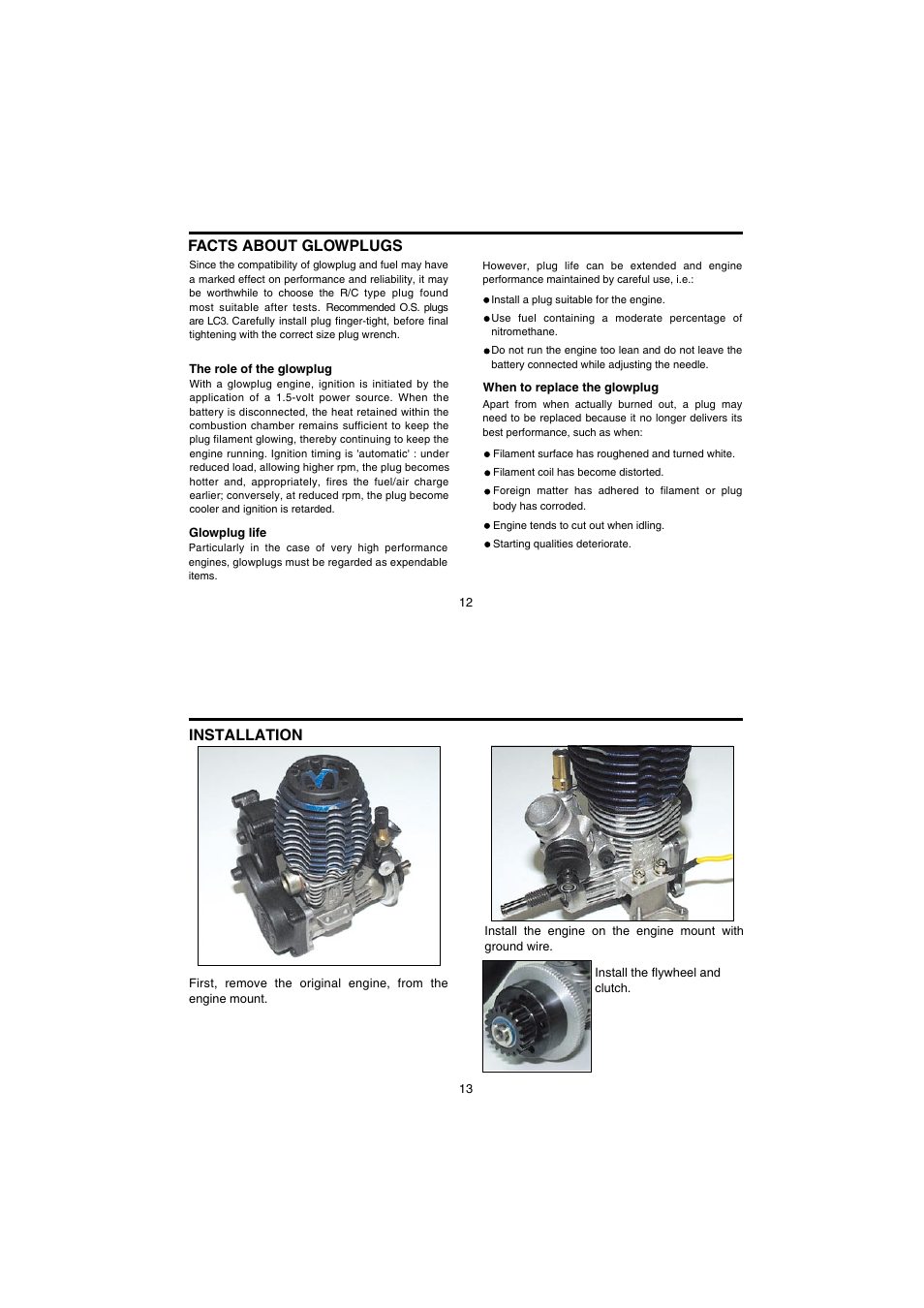 Facts about glowplugs, Installation | O.S. Engines 21TM User Manual | Page 7 / 21