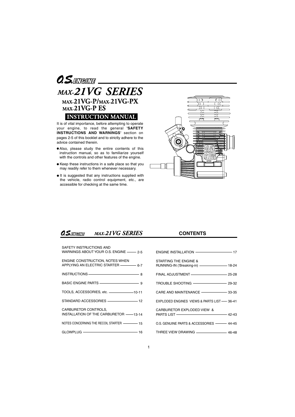 O.S. Engines 21VG-PX User Manual | 25 pages