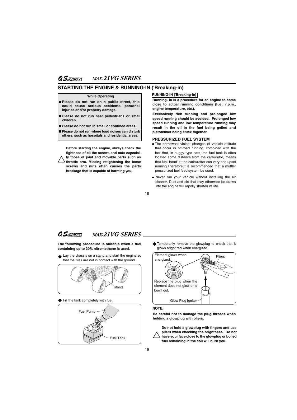 Starting the engine & running-in ('breaking-in) | O.S. Engines 21VG-PX User Manual | Page 10 / 25