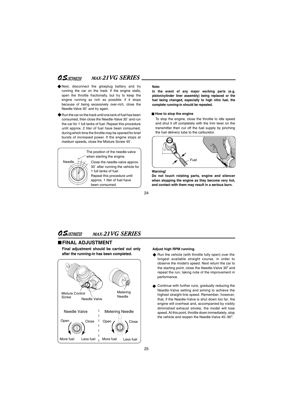 Final adjustment | O.S. Engines 21VG-PX User Manual | Page 13 / 25