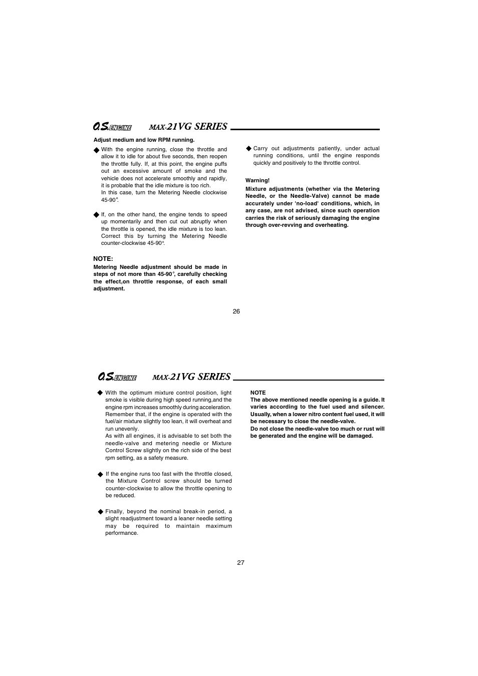 O.S. Engines 21VG-PX User Manual | Page 14 / 25
