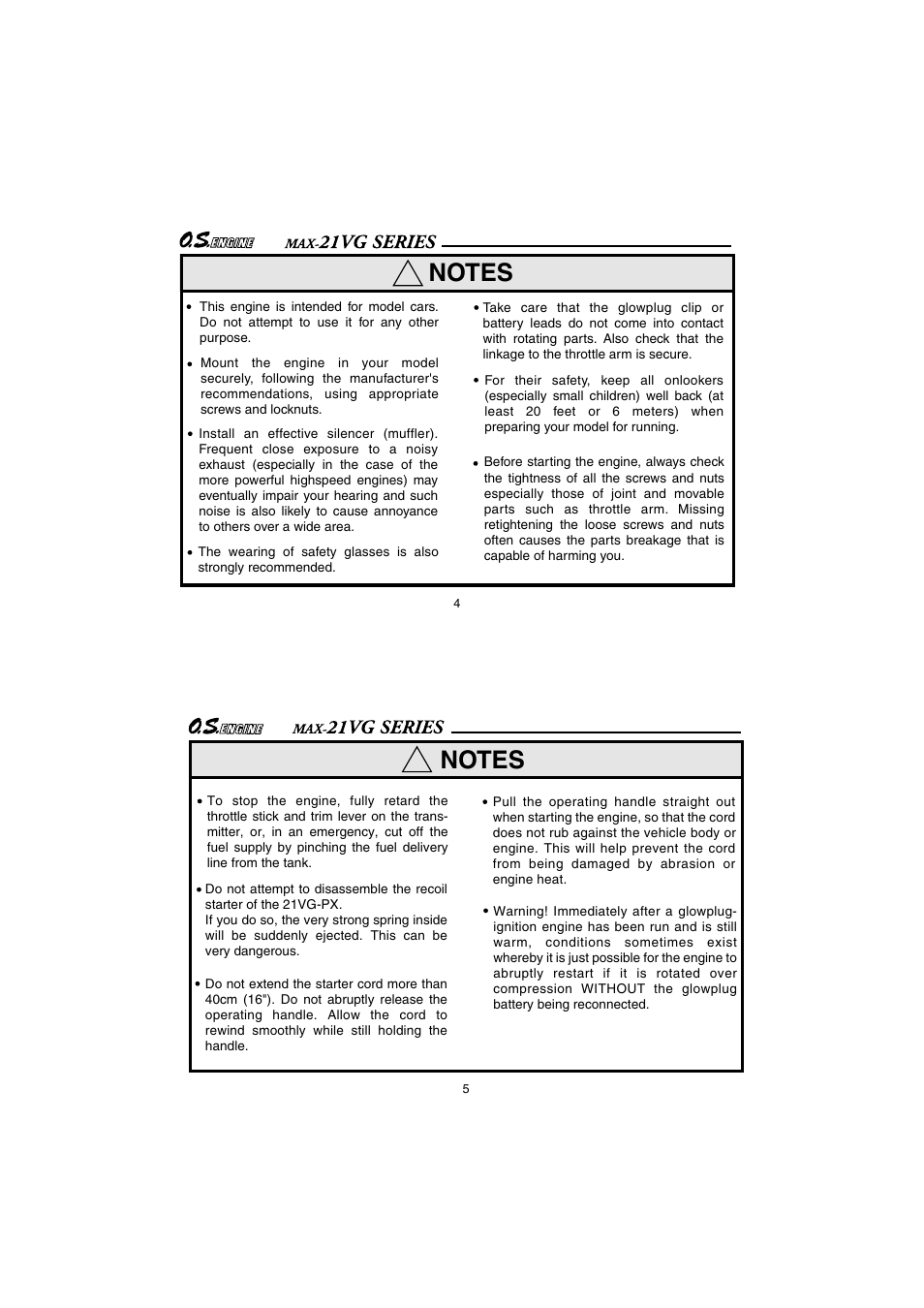 O.S. Engines 21VG-PX User Manual | Page 3 / 25