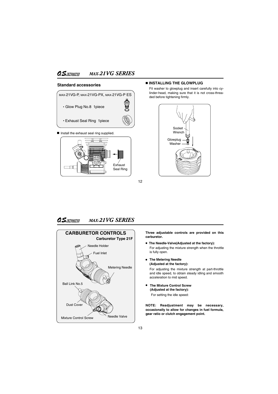 Carburetor controls | O.S. Engines 21VG-PX User Manual | Page 7 / 25