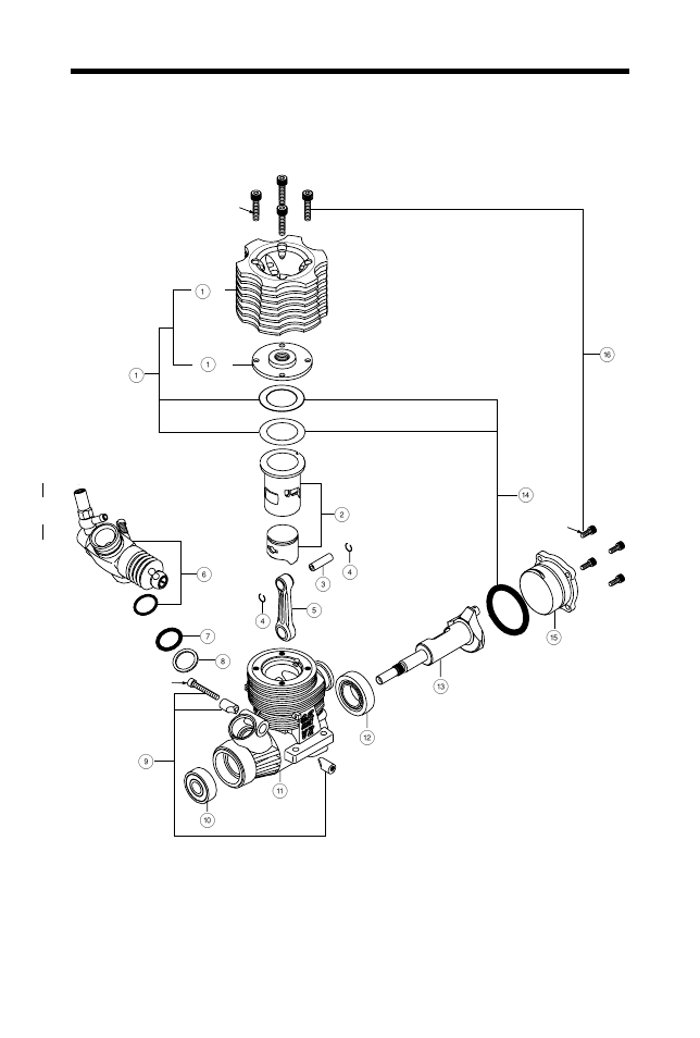 Engine exploded view | O.S. Engines 21VZ-R User Manual | Page 18 / 23